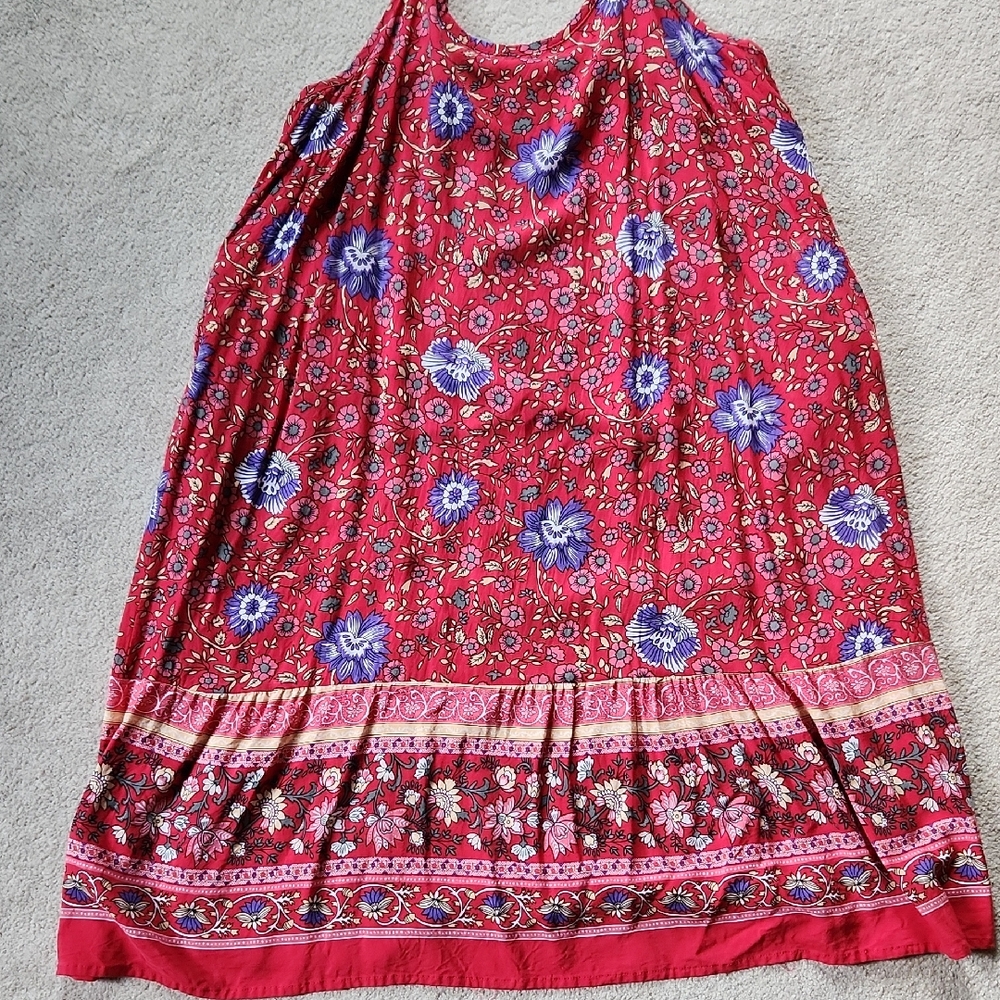 Womens Boho Floral Printed Dress Summer Sleeveless Adjustable Strap Beach - M